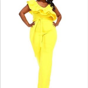 Yellow Keelan Ruffle Jumpsuit